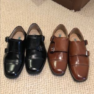 Boys Florsheim dress shoes black and brown set.